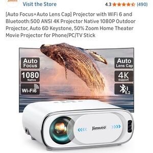 Jimveo E30 1080P Video Projector + Google Chromecast